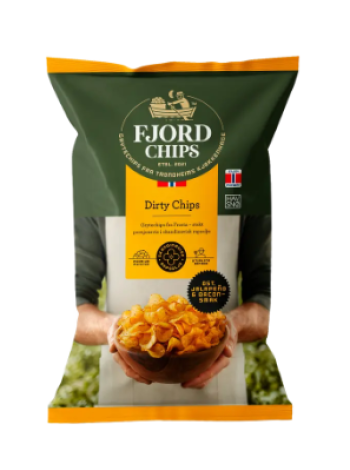 Картофельные чипсы FjordChips Dirty Chips 150 г со вкусом сыра, халапеньо и бекона