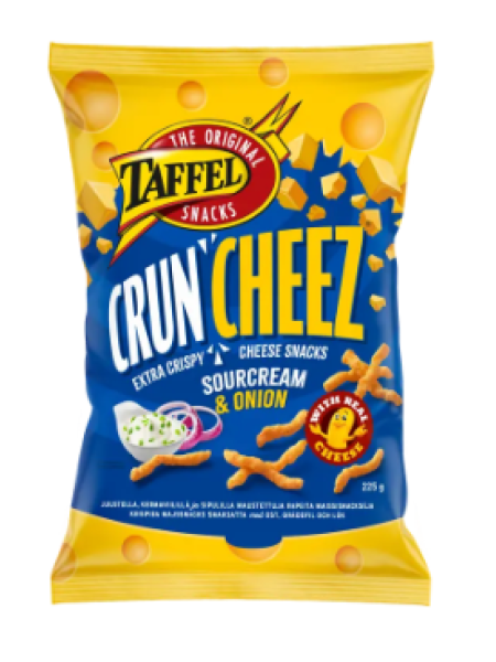 Сырные снеки Taffel CrunCheez 225 г со вкусом сметаны и лука 