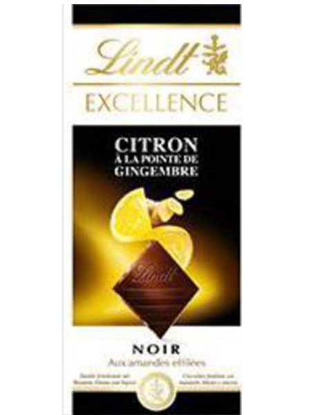 Плиточный горький шоколад Lindt Excellence с лимоном и имбирем 100г