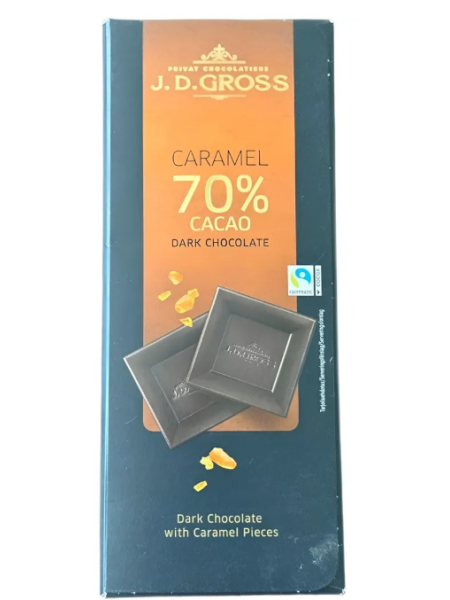 Тёмный шоколад J.D.Gross с карамелью 70% 125г