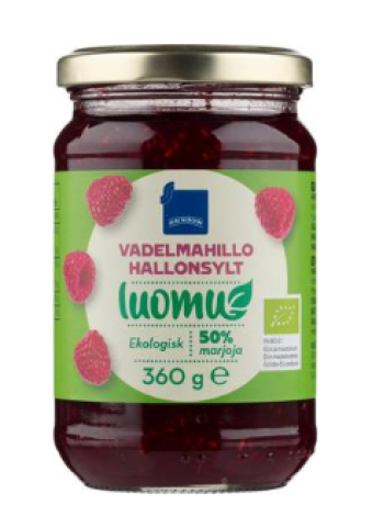 Органическое малиновое варенье Rainbow Luomu vadelmahillo 360г