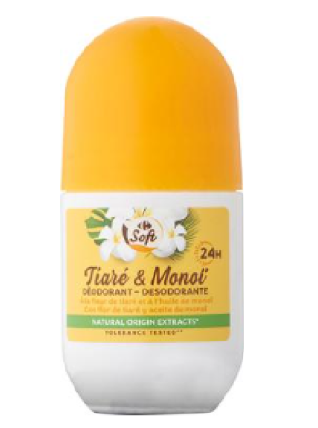 Шариковый дезодорант Carrefour Soft Tiaré & Monoï 50мл