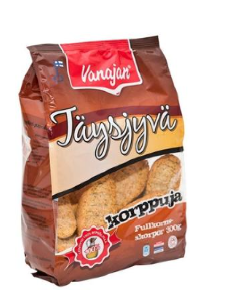 Цельнозерновые сухарики Vanajan Täysjyväkorppuja 300г