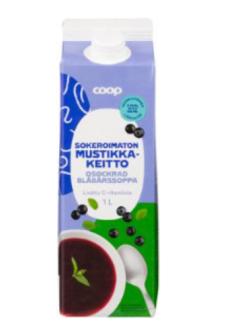 Кисель черничный Coop mustikkakeitto sokeroimaton 1 л без добавления сахара, без подсластителей