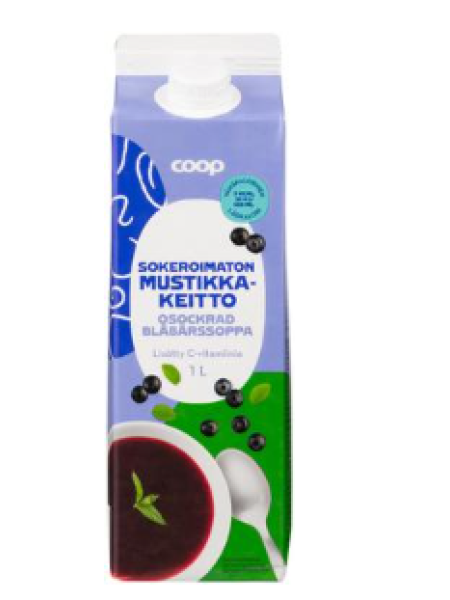 Кисель черничный Coop mustikkakeitto sokeroimaton 1 л без добавления сахара, без подсластителей