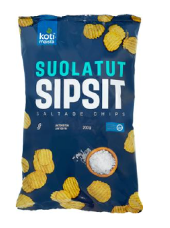 Картофельные чипсы с солью Kotimaista Suolatut sipsit 200г