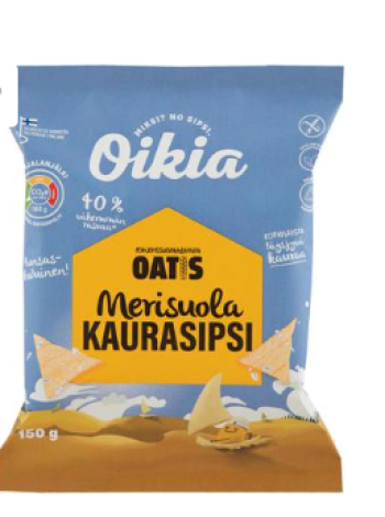 Овсяные чипсы с морской солью Oikia Oatis Merisuola Kauranaksu 150г