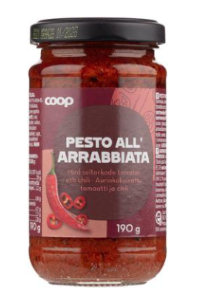 Соус песто Coop Pesto Arrabbiata 190 г вяленые томаты и перец чили