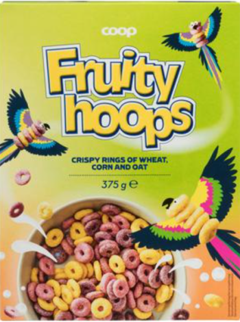 Сухой завтрак Coop Fruity Hoops 375 г хрустящие колечки
