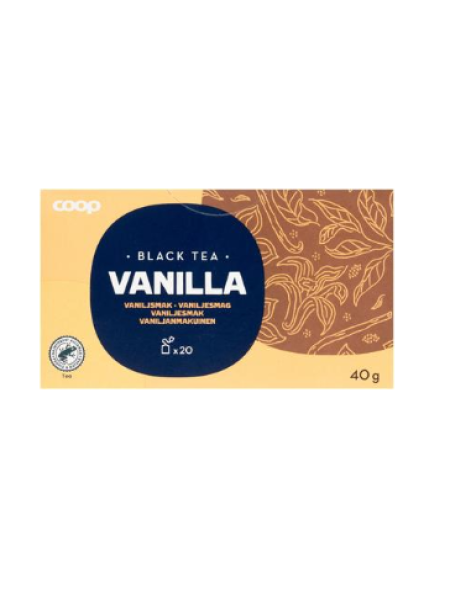 Черный чай в пакетиках Coop ванильный 40 г 20шт
