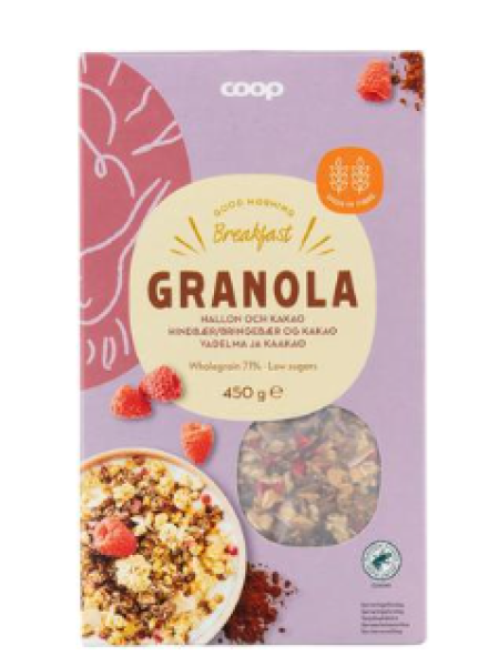 Мюсли Гранола Coop 450г малина и какао 