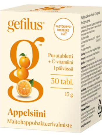 Препарат на основе молочнокислых бактерий и витамина С Gefilus 50 таб со вкусом апельсина