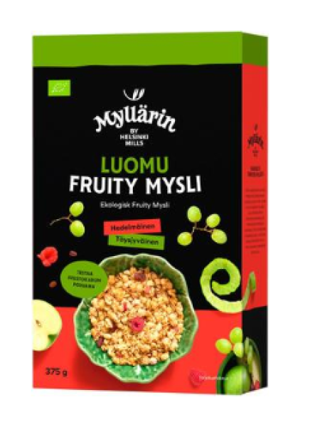 Цельнозерновые мюсли Myllärin Fruity Muesli Organic 375г ягоды фрукты