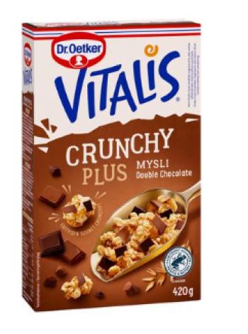 Мюсли Dr. Oetker Vitalis Crunchy Plus с двойным шоколадом 420 г