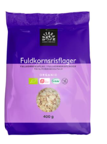 Органические цельнозерновые рисовые хлопья без глютена URTEKRAM 400 г