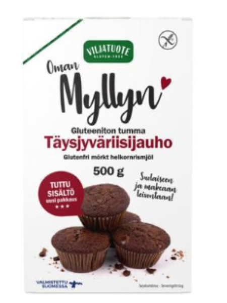 Безглютеновая мука из темного цельнозернового риса Viljatuote täysjyväriisijauho gluteeniton 500г 