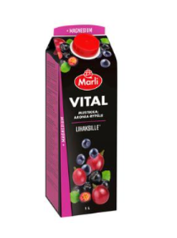 Сокосодержащий напиток Marli Vital Mustikka-Aronia-Rypälemehujuoma + magnesium 1л черника виноград