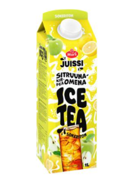 Холодный чайный напиток Marli Juissi Ice Tea Sokeriton Sitruuna-kirpeä omena 1л лимон кислое яблоко без сахара