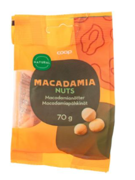Орех макадамия Coop macadamiapähkinä 70г