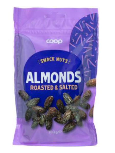 Миндаль жареный и соленый Coop paahdetut ja suolatut mantelit 100 г