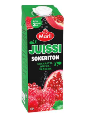 Cок Marli Juissi Sokeriton Granaattiomena-vadelmamehujuoma 1л гранат малина без сахара