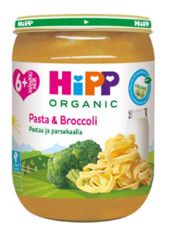 Органическая паста и брокколи HiPP Luomu Pastaa & Parsakaalia 6 месяцев 190 г