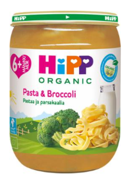 Органическая паста и брокколи HiPP Luomu Pastaa & Parsakaalia 6 месяцев 190 г