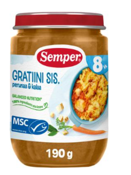 Детское питание Semper Kalapaistos Perunamuusia & Turskaa Alkaen 190г картофель и треска с 8 месяцев