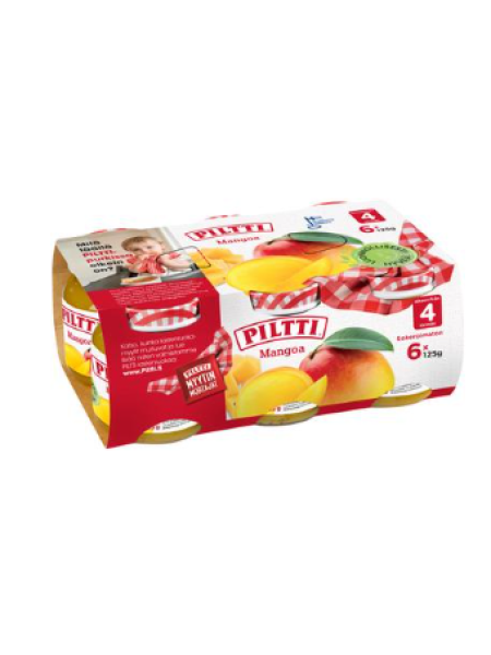 Фруктовое пюре Piltti Mangoa Hedelmäsose 6x125 г манго с 4 месяцев