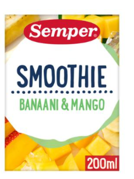 Фруктовое пюре для детей Semper Smoothie Banaani Mango 200 мл с 1 года банан манго