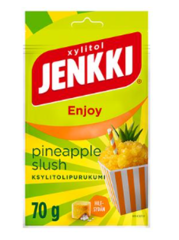  Жевательная резинка Jenkki Enjoy Pineapple Slush с ксилитом 70г ананасовый вкус