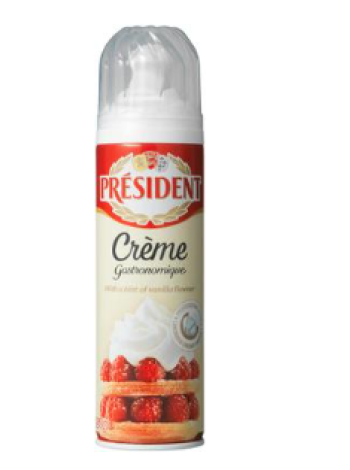 Взбитые сливки в баллоне President sokeroitu kermavaahto spray 250г