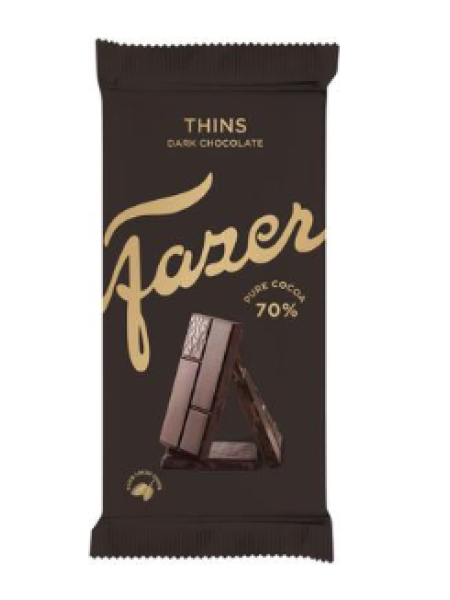 Плитка тёмного шоколада Karl Fazer Thins 95 г 70% какао 