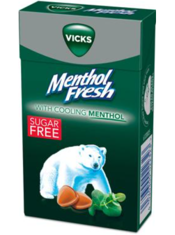 Леденцы от боли в  горле с ментолом Vicks Menthol Fresh 40г без сахара