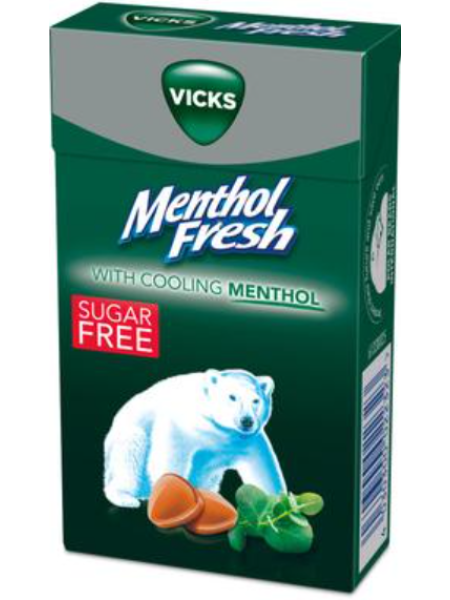 Леденцы от боли в  горле с ментолом Vicks Menthol Fresh 40г без сахара