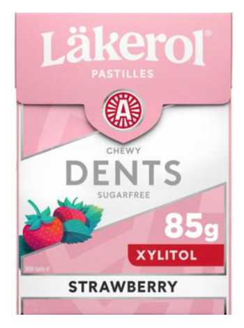 Леденцы с ксилитом со вкусом клубники Läkerol Dents Strawberry 85г