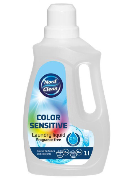 Жидкий стиральный порошок для деликатного цветного белья Nord Clean 1л без запаха