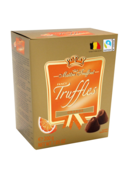 Трюфели из бельгийского шоколада с апельсиновым вкусом Maitre Truffout 200г 
