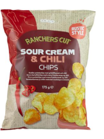 Картофельные чипсы с французскими сливками и вкусом чили Coop ranskankerma & chili 175г