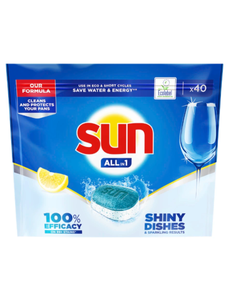 Таблетки для посудомоечной машины Sun Lemon All-in-1 40шт