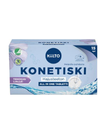 Таблетки для посудомоечной машины Kiilto All in 1 15 шт без запаха 
