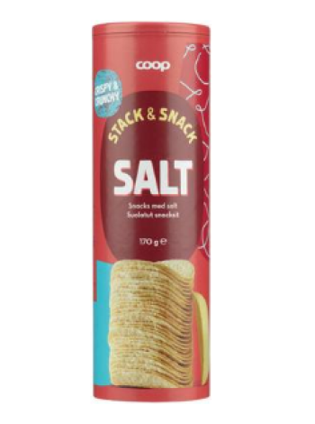 Картофельные чипсы Coop suolatut snacksit tuubi 170г с солью