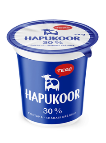 Жирная сметана Tere hapukoor 30% 300г в стакане