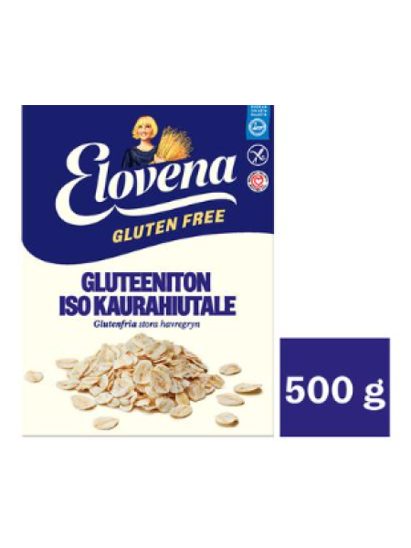 Овсяная крупа безглютеновая цельнозерновая Elovena gluteeniton iso täysjyväkaurahiutale 500г