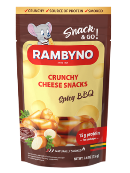 Сырная закуска копченая с барбекю и перцем чили Чипотле Rambyno suitsujuustu suupiste BBQ ja tšillipipraga Chipotle 75г