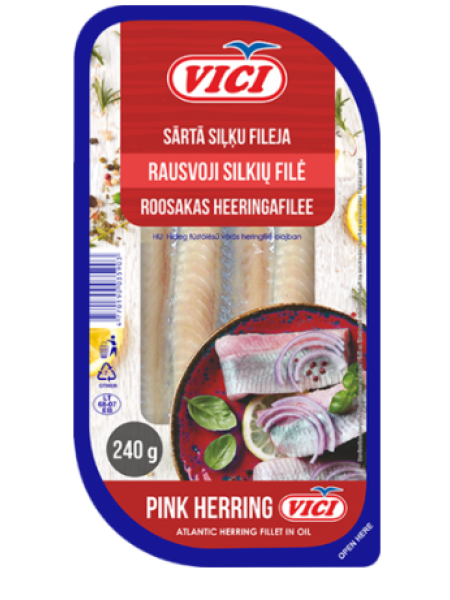 Филе сельди в масле холодного копчения VICI pink 240 г