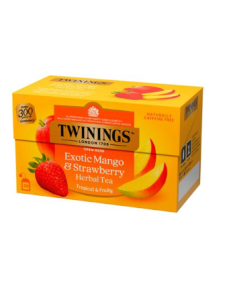 Травяной чай Twinings Exotic Mango & Strawberry Манго и Клубника 20х2г