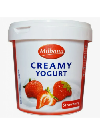 Йогурт с клубникой Milbona Creamy Yogurt Strawberry 1кг в ведре