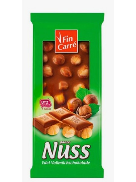 Молочный шоколад Fin Carre With Whole Nuts 300г с цельным фундуком