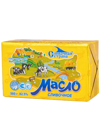 Масло сладко-сливочное несоленое традиционное 82,5% Сливочная страна 500г